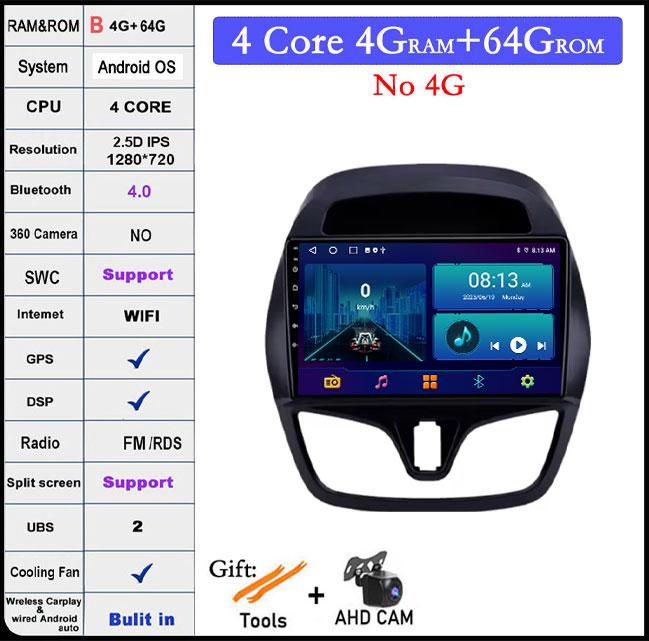 9 Inch IPS QLED For Chevrolet Spark 2015-2018 DSP Android 14 Car Radio Multimedia Video Player Navigation Stereo GPS Monitor