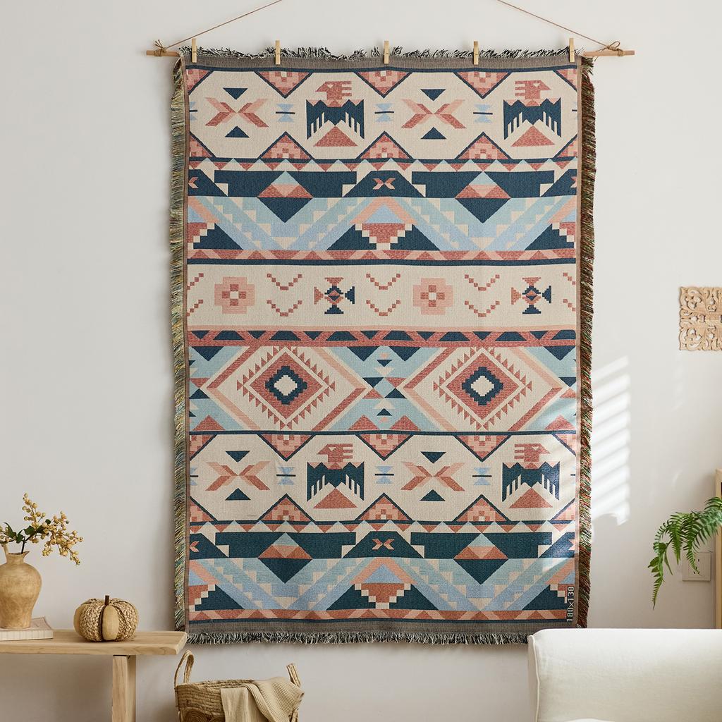Retro Star and Moon Cloud Scene Hanging Cloth Art Style Fabric Hanging Painting Homestay Wall Decoration Background Cloth Cotton Yarn Fringed Tapestry