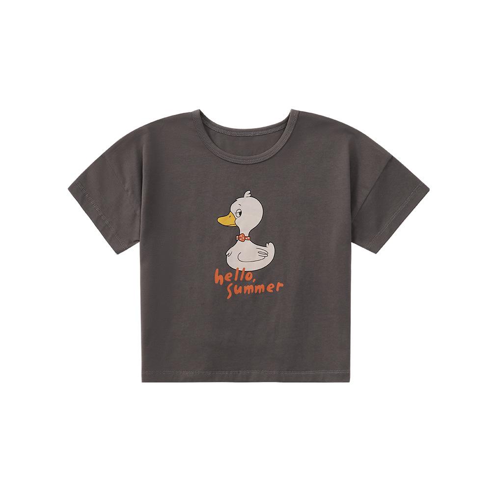 Girls' Fashion Short-sleeved Top Summer Children's Casual Crew-neck Children's Fun Printed T-shirt