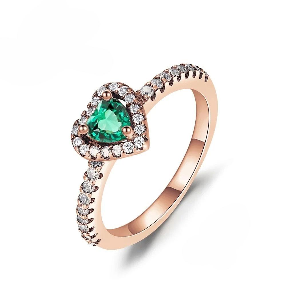 925 Silver Pink Bow Ring Timeless  Red Blue Heart Finger Rings For Women Wedding Crystal Ring Jewelry Gift 2025