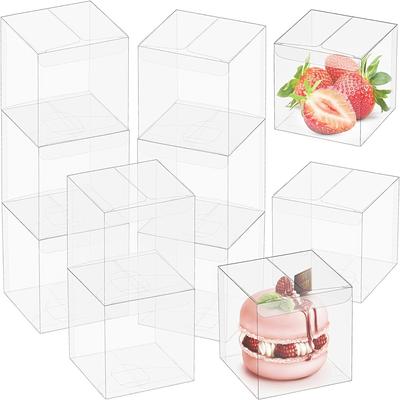 50 cajas de plástico transparente para regalos, cajas de embalaje individuales para regalo, para macarrones, cupcakes, chocolate, dulces, galletas, bolas de malta, jabón