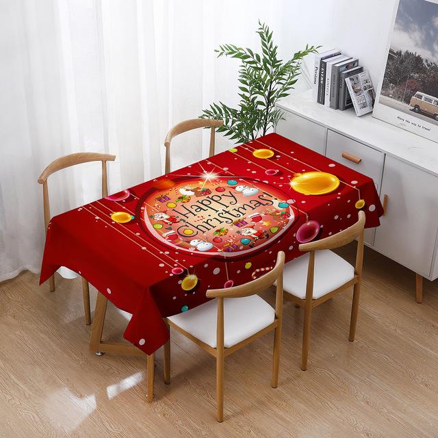 Christmas Tablecloths Holiday Decorations Santa Claus Printed Home Kitchen Table Stain -Resistant Tablecloths  Year Gifts