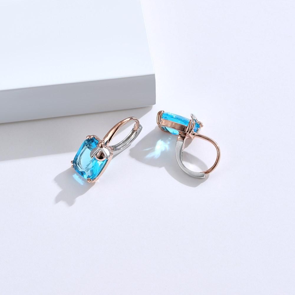 Ovaler Nano Himmelblauer Topas Edelstein Tropfenohrring