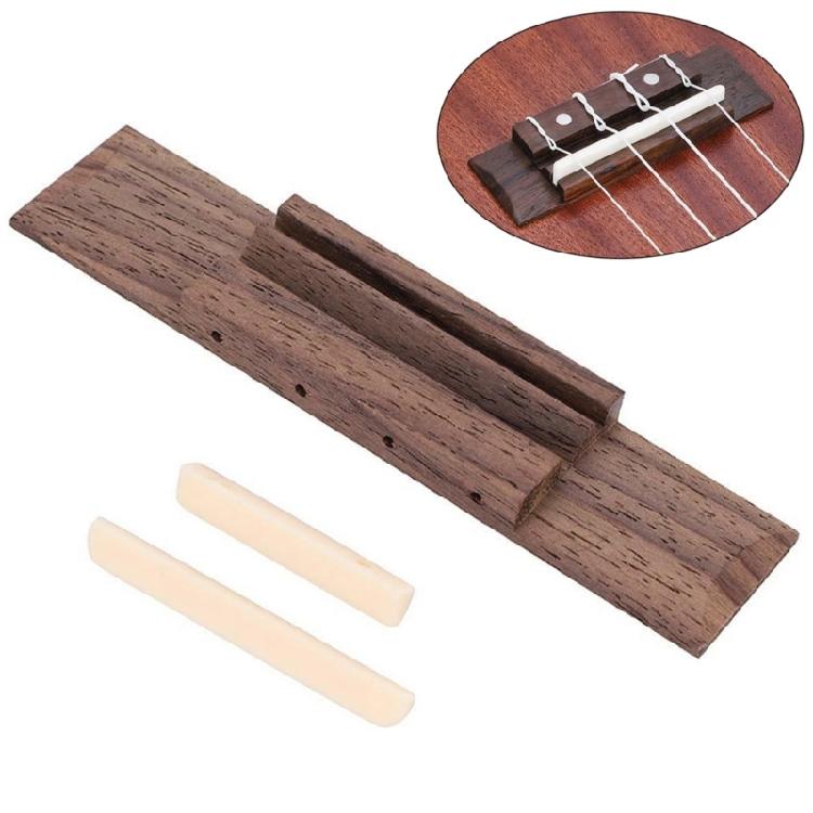 Ukulele Bridge with Saddles and Nut Rosewood Ukele Instruments Bridge Professional Replacement Gift for Beginners