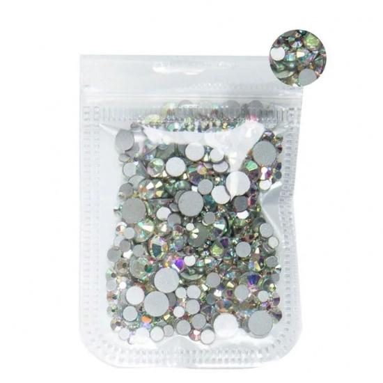

SS3-ss8 1440pcs Clear Crystal AB gold 3D Non HotFix FlatBack Nail Art Rhinestones Decorations Shoes And Dancing Decoration AB Mix sizes 5 Gram