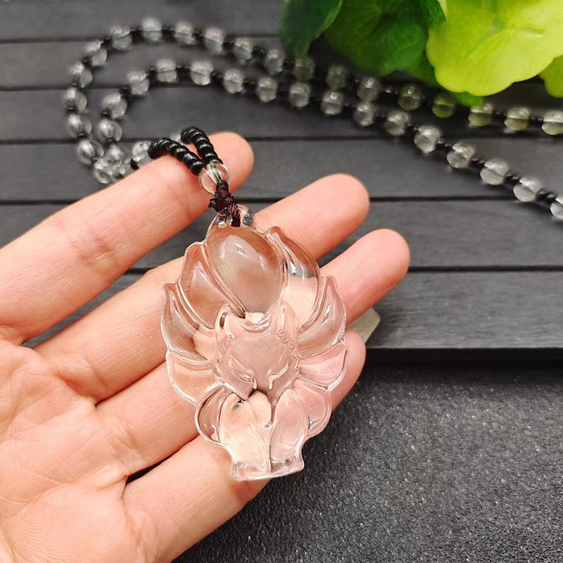 Fox Necklace Imitation Chrysoprase Autumn and Winter Versatile Long Sweater Chain for Men and Women