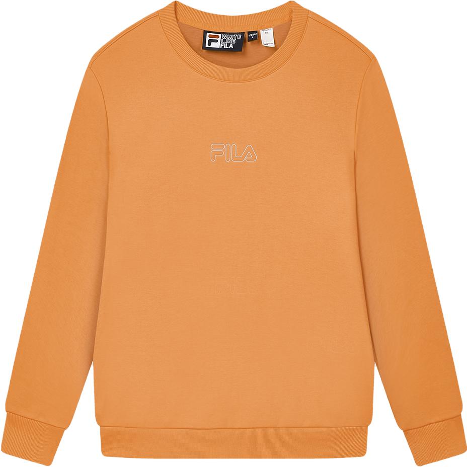 FILA Official 2023 Winter New Knit Pullover Fashion Simple Basic Casual Sweatshirt Men sweatshirt Jam-Orange F11M348208F-OR