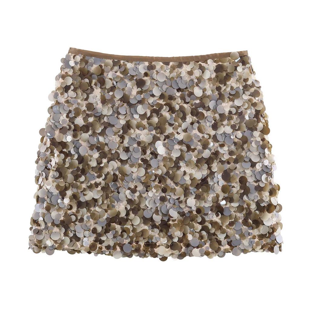 2025 European Style Women's Solid Color Sequin Mini Skirt
