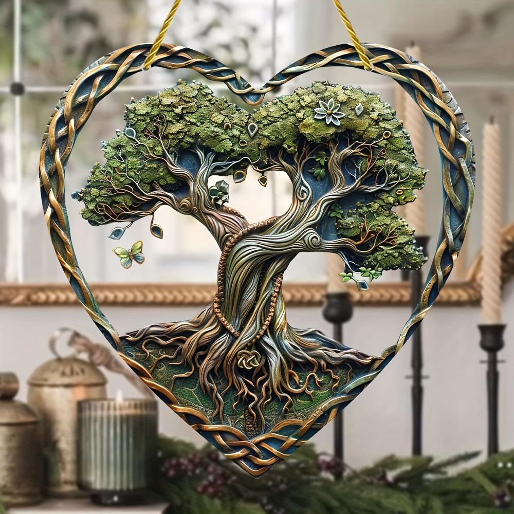 Łapacz Słońca Drzewo Życia. Prezent na Dzień Matki w kształcie serca i środek wieńca na werandę i do dekoracji domu.