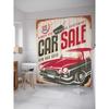 Vintage Car Shower Curtain,Nostalgic Car Garage Service And Repair Store Phrase Dated Faded Waterproof Fabric Bathroom Curtain