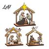Christmas Tree Decorations Tabletop Glowing Ornament 3D Wooden Decoration with Rustic Ornaments Warm Light Festive Holiday Centerpiece for
