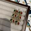 Medieval Series Accessories Colored Water Droplet Diamond Leaf Necklace Earrings Two-Piece Set Middle East Bridal Jewelry