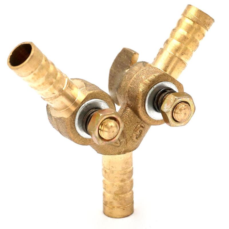 8mm 10mm Slang Tuit Y 3-Weg Messing Afsluiter Gasafsluiter Voor Brandstof Lucht Gas