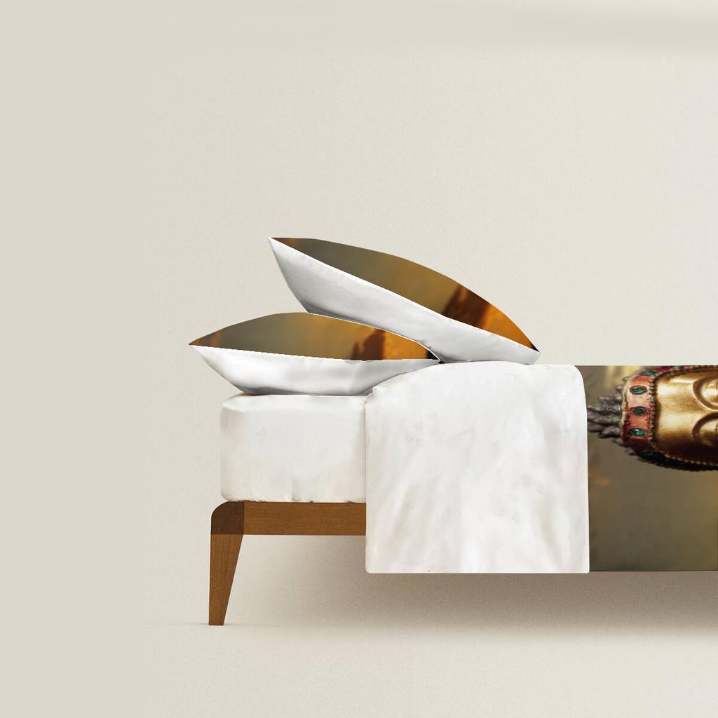 3D Quilt Cover Digital Printing, Three-Piece Buddha Statue