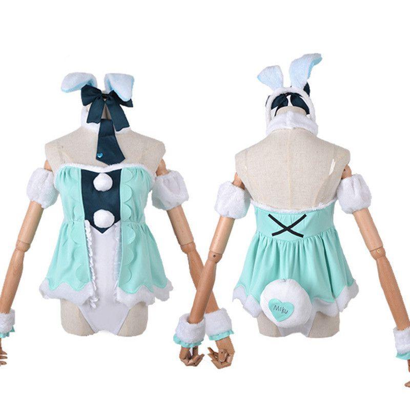 Hatsune Miku White Rabbit Girl Silky Cosplay Costume For Anime Stage Performance