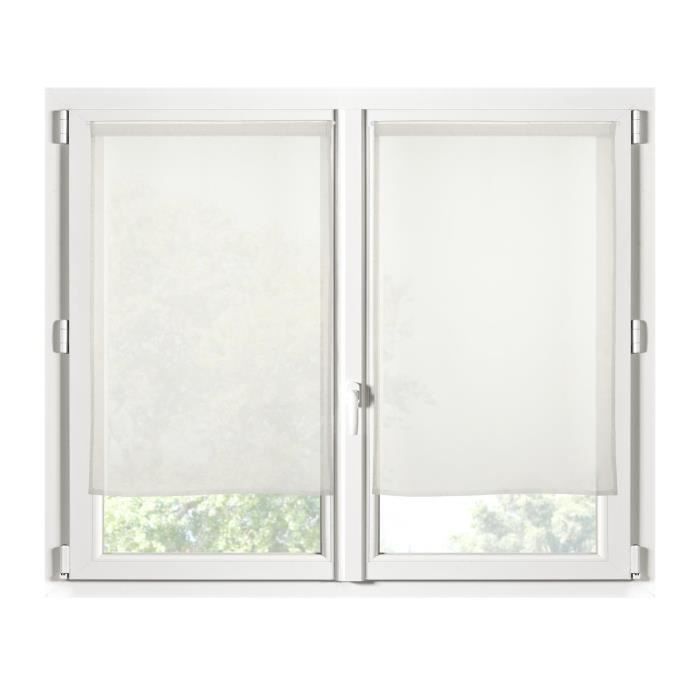 Rideaux - Ecru - 60 x 120 cm - 100% polyester - Voilage - Prêt-à-poser