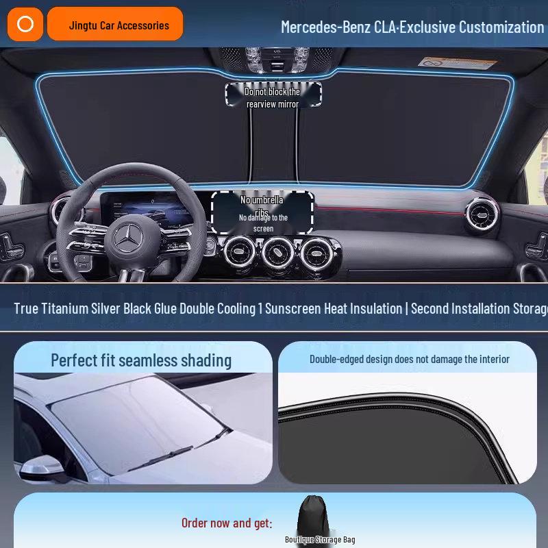 Mercedes Sunshade for GLC, C260L, E300L, GLB C-Class - Windshield Heat Insulation Curtain