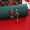 Elegant Smiley Face & Christmas Tree Tassel Earrings with Hollow Design
