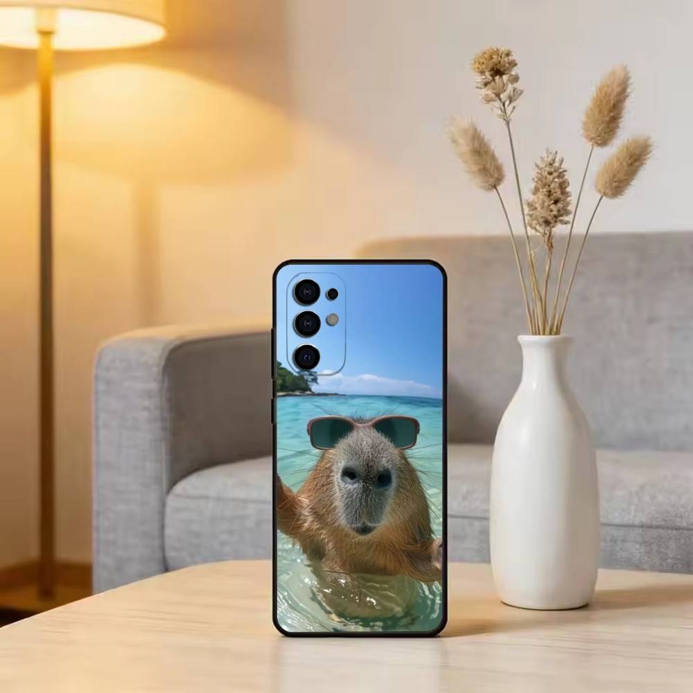Cute Capybara Phone Case For Samsung S25,S24,S21,S22,S23,S30,Ultra,S20,Plus,Fe,Lite,Note,10,Black Cover