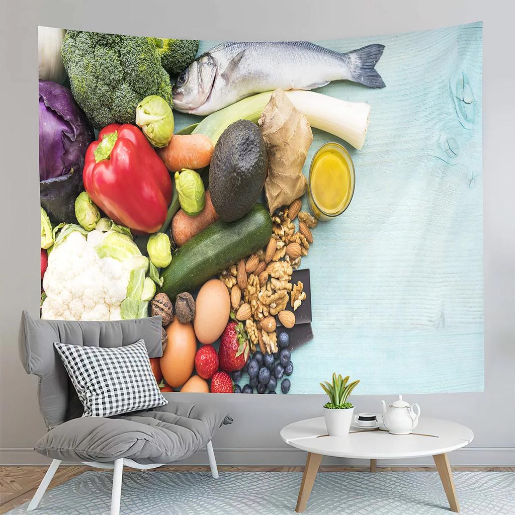 Fruit Party Tapestry Harvesting Season Tapestry Apple Strawberry Tapestry Home Living Room Bedroom Dorm Wall Hanging Blanket