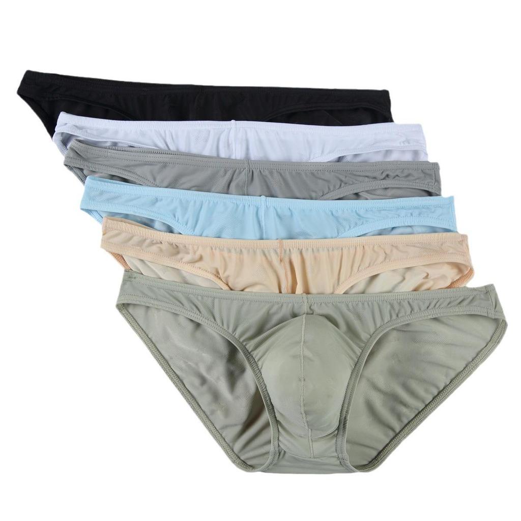 Men's Sheer Triangle Briefs with U Pouch - Breathable, Low Waist, Sexy Bikini Underwear