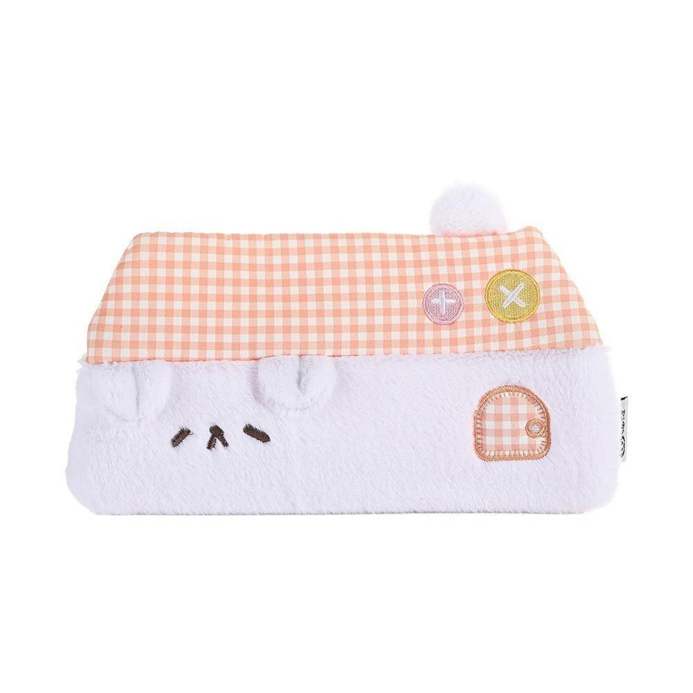 

Плюшевый кошелек для мелочи в клетку с мультяшным домиком для щенка большой вместимости, сумка для ручек, подарок для девочки Orange Pen Bag