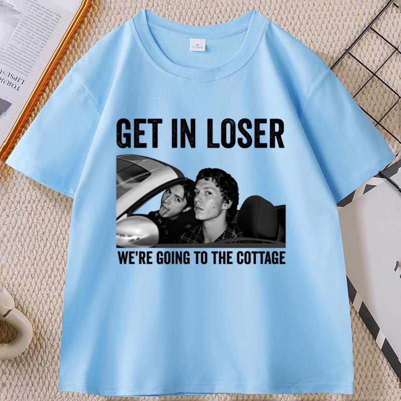 Get In Loser TShirt Casual Cotton Short Sleeve Round Neck Tshirt Funny Graphic Tshirts Comfortable Streetwear Clothing Tops