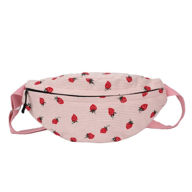 Literary Velvet Breast Bag Women's New Fashion Strawberry Printed Messenger Bag Casual Trendy Versatile Shoulder Bag