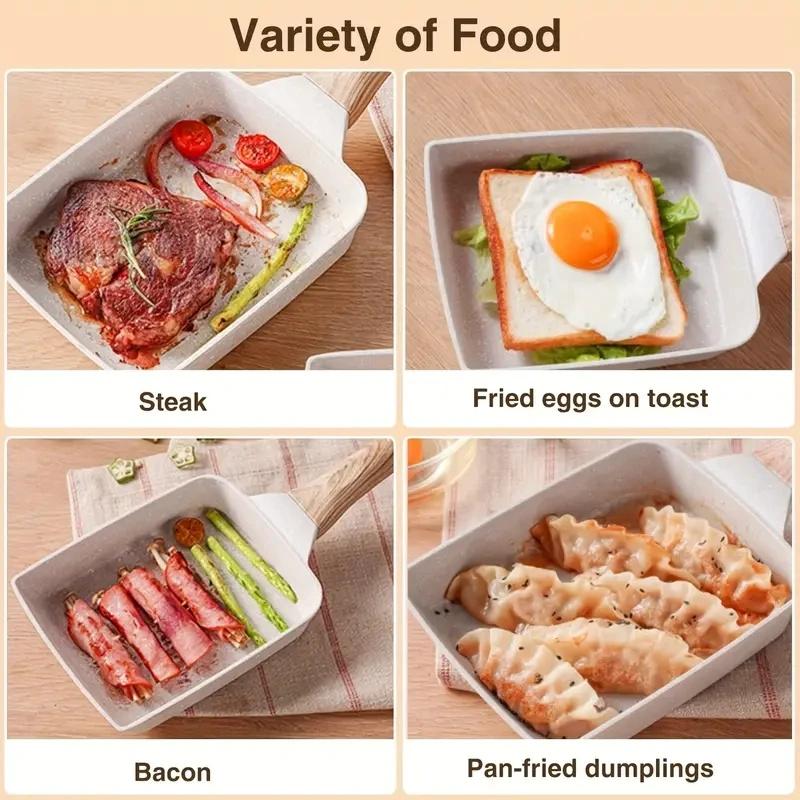 Japanese Rectangular Non Stick Frying Pan, Pan Non Stick Wheat Rice Stone Frying Pan, Anti Scalding Handle, Small Frying Pans