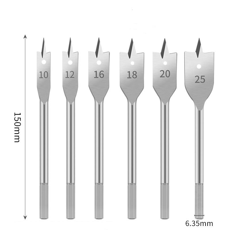 

1 набор из 6 лопаточных сверл, набор плоских сверл, дырокол с титановым покрытием, деревообрабатывающий инструмент из углеродистой стали 10/12/16/18/20/25 мм