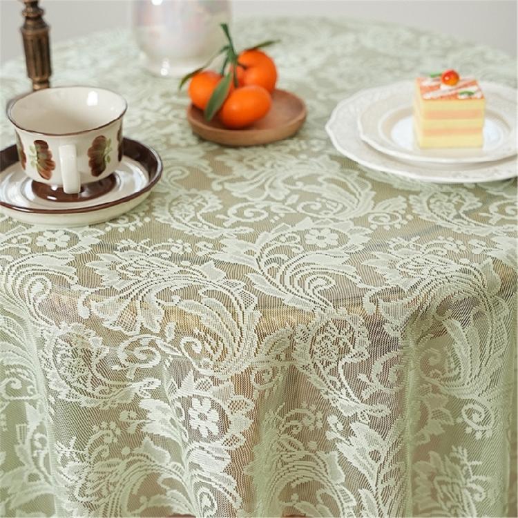 Wedding Ready Lace Tablecloth Intricated Mesh Design Lightweight Fade Resistant Polyester Fabric For Party Decorations