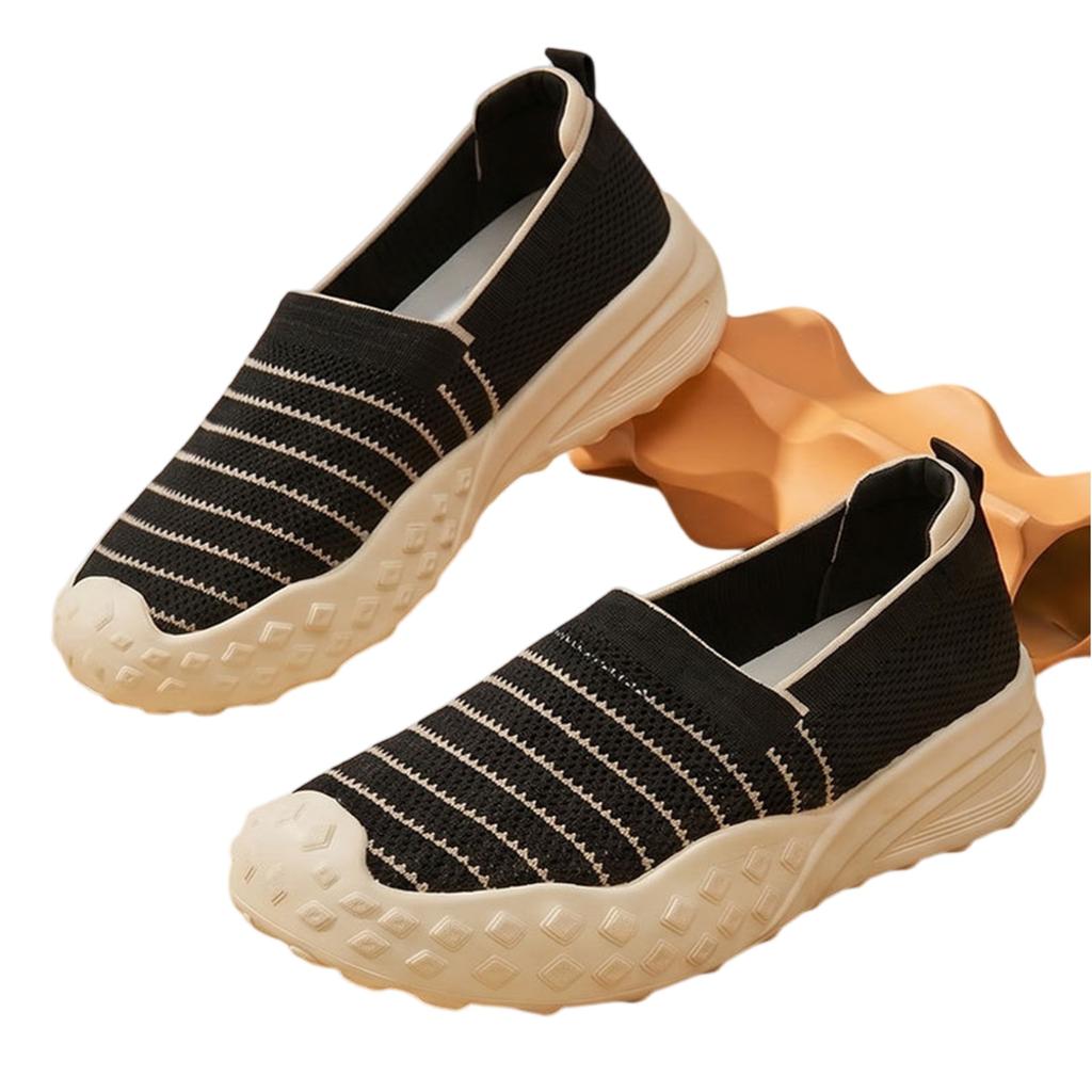 Women Breathable Mesh Slip On Shoes Lightweight Flyknit Casual Platform Sole Fisherman Shoes for Daily Wear