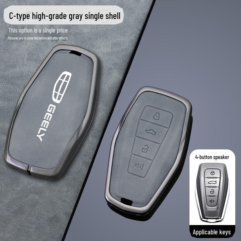 Geely Key Cover Compatible with Emgrand S, Xingyue L, Boyue, Xingrui, Icon, Binyue, Cool, Vision X6 - Car Key Case for Men