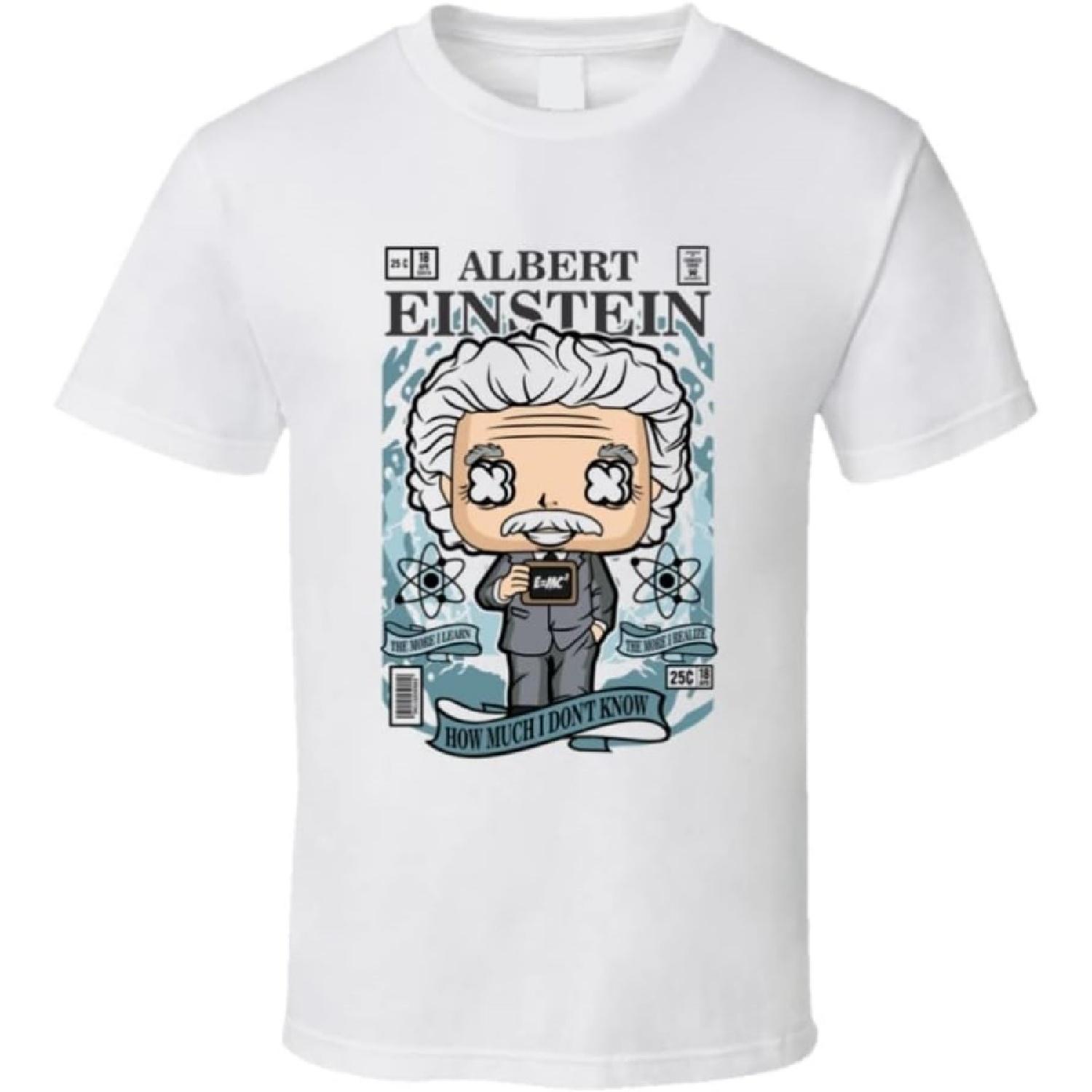 Смешная комиксная мультяшная футболка с Эйнштейном, хлопковая, в подарок XXXXXL белый