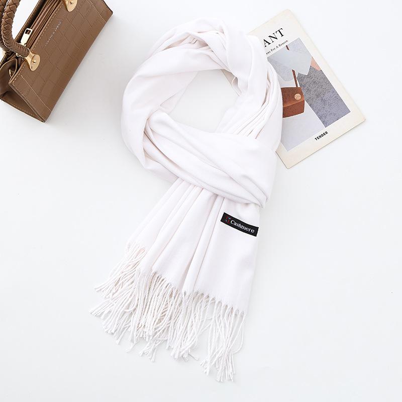 Cotton Solid Color Scarf for Women Winter Warm Wool Cashmere Scarf Autumn and Winter Women's Shawl Scarf Korean Style Atmosphere