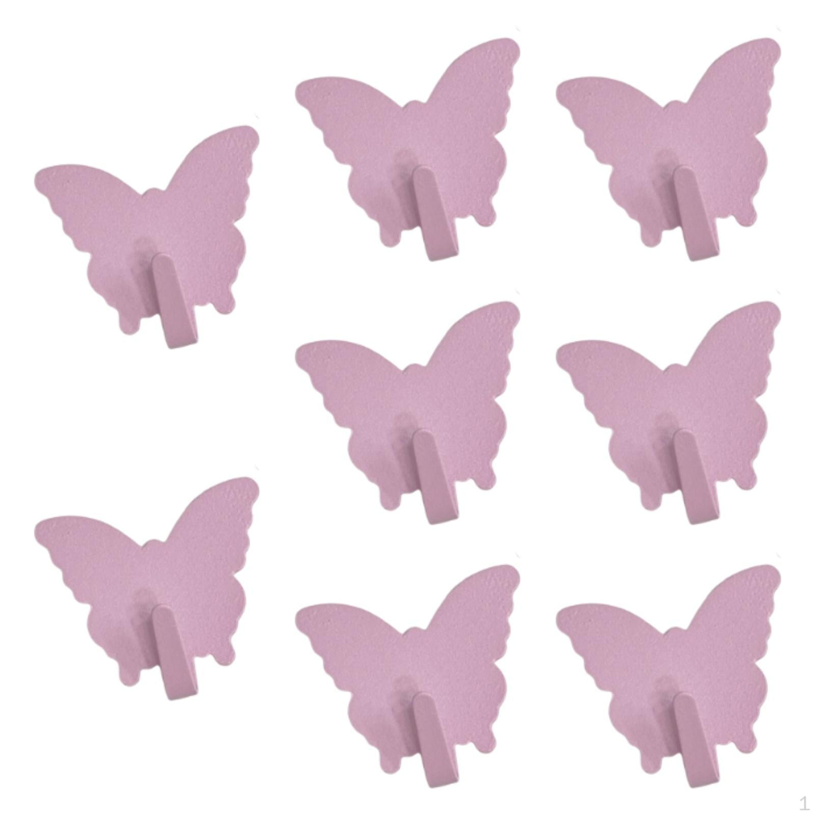 

Butterfly Hooks for Hanging Coats Towels Keys in Bathroom Kitchen Porch Pink