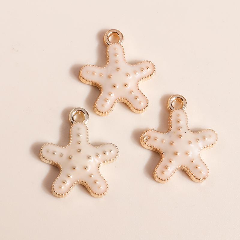 Leslie 10pcs Mix Cute Enamel Marine Organism Starfish Charms Pendants of Necklace Earrings Keychain Handemade DIY Jewelry Making