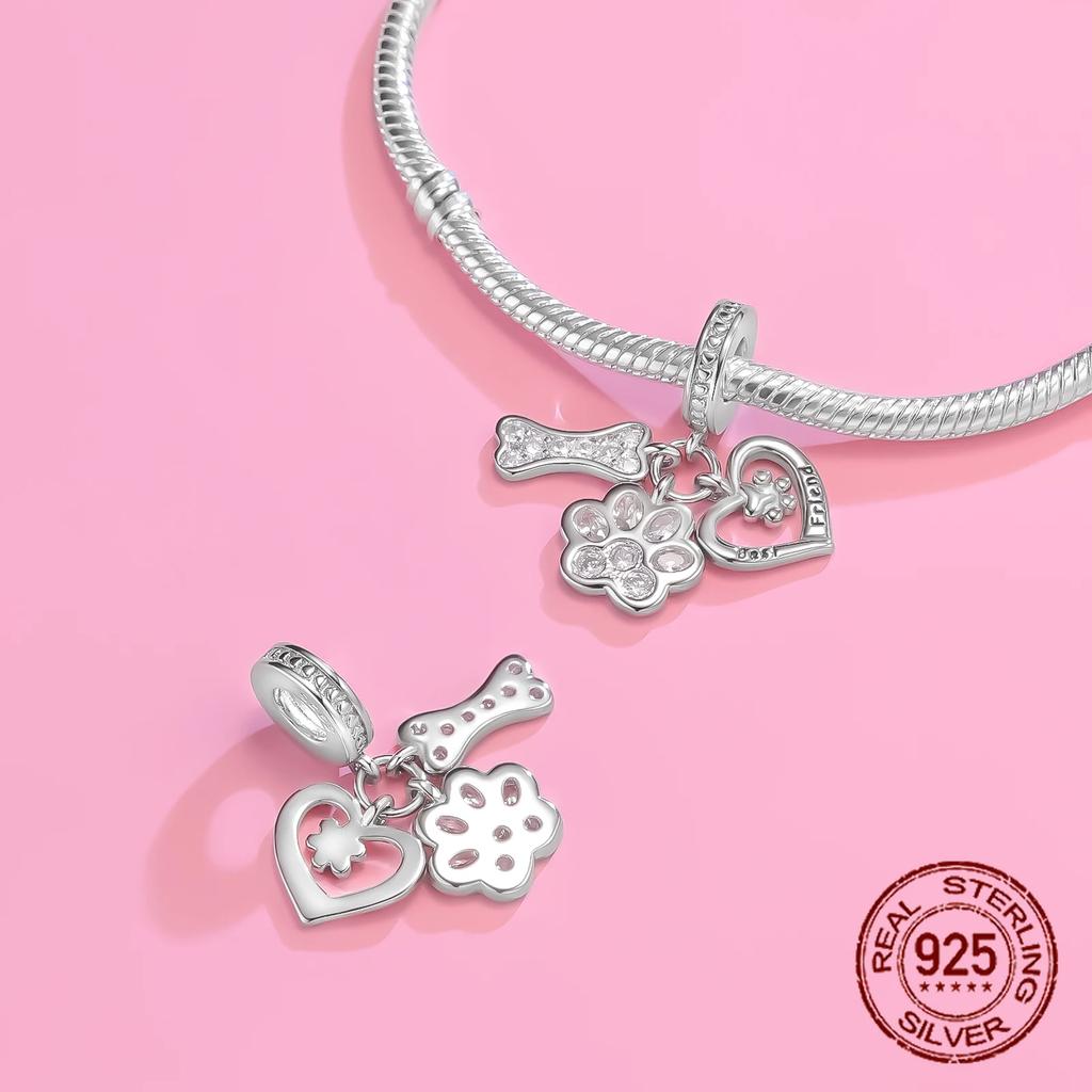 Copper Classic Purple Heart Shape Dragon Pegasus Butterfly Charms Beads Fit 3Mm Original Bracelet Diy Jewelry Gift