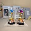 Unending Flower Glass Lamp with Plastic Enclosure Night Light, Accompanied by a Bear Gift for Girlfriend on Valentine's Day