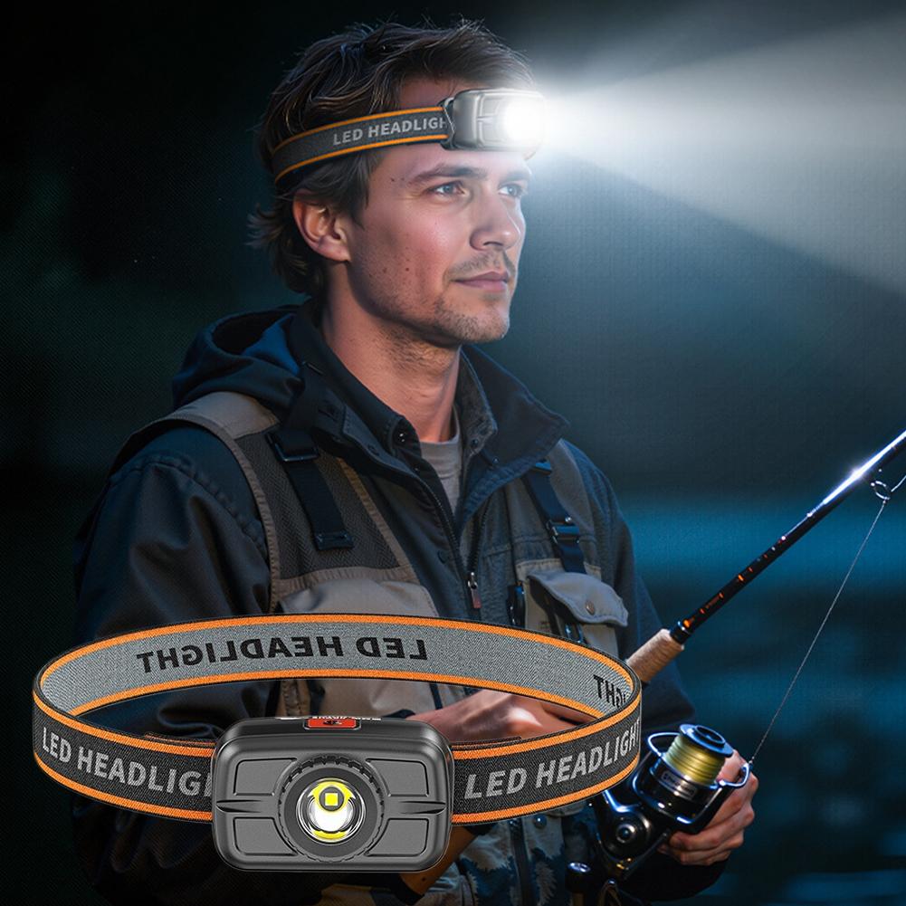 400mAh Outdoor Hiking Camping Headlamp USB C Rechargeable Head Light LED Sensor Headlight Front Head Lamp For Working