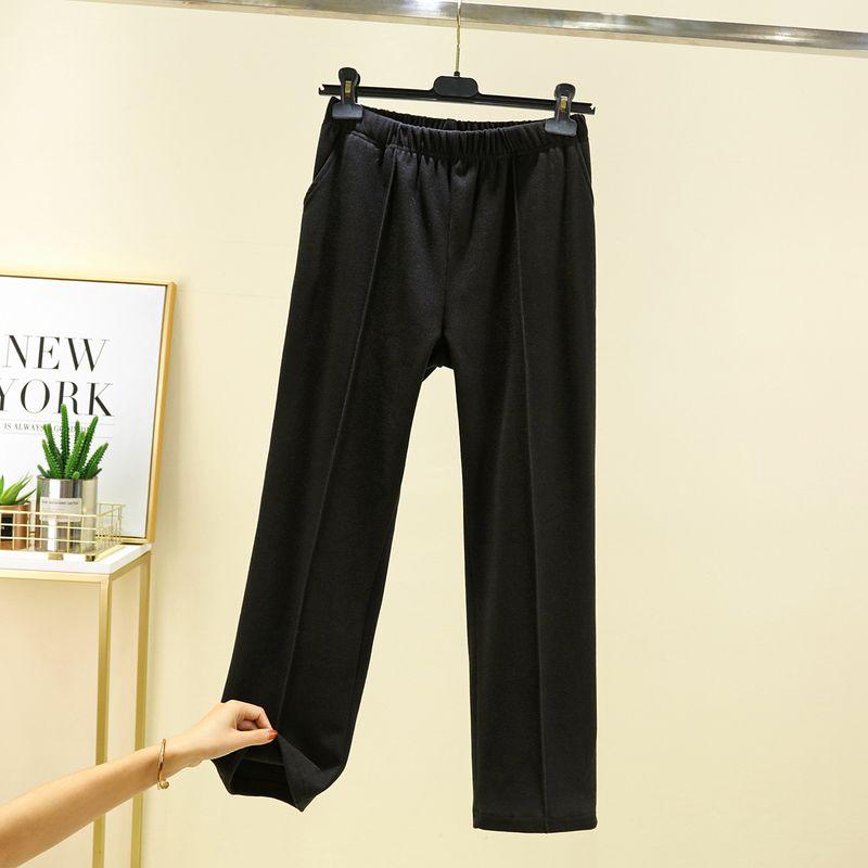 Double-Sided Dralon Heattech Home Pants Loose Plus Size Thickened Pajama Pants Elastic Waist with Pocket Straight-Leg Pants Velvet Padded Casual Pants