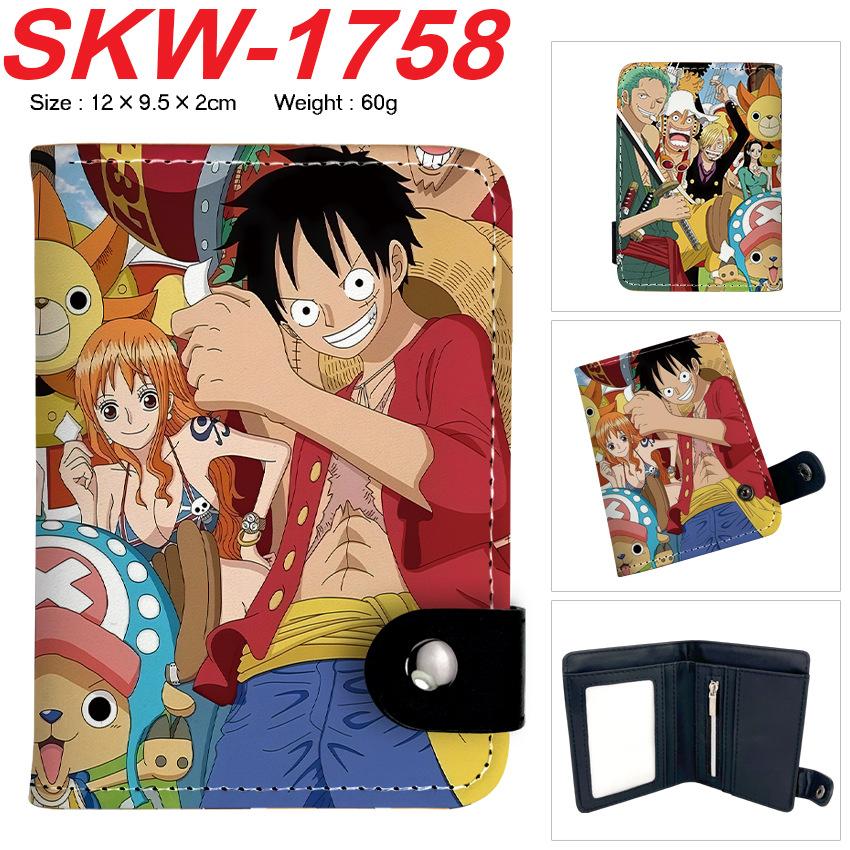 One Piece Anime Druckknopf Geldbörse Vertikaler Kartenhalter Münzbörse für Schüler Männer Frauen