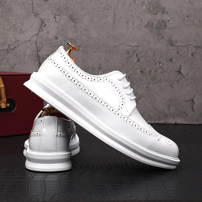 Fashion Fashion Men's Charm White Black Lace Up Platform Casual Shoes Flats  Male Homecoming Wedding Dress Footwear Zapatillas Hombre