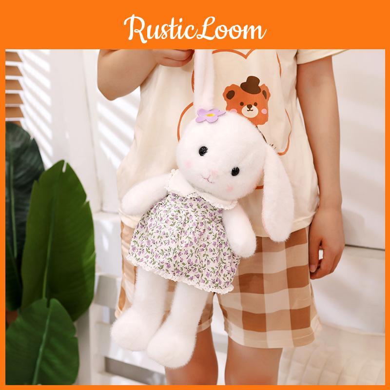 Floral Dress Colorful Emily Rabbit Plush Toy With Soft Pp Cotton Filling For Children