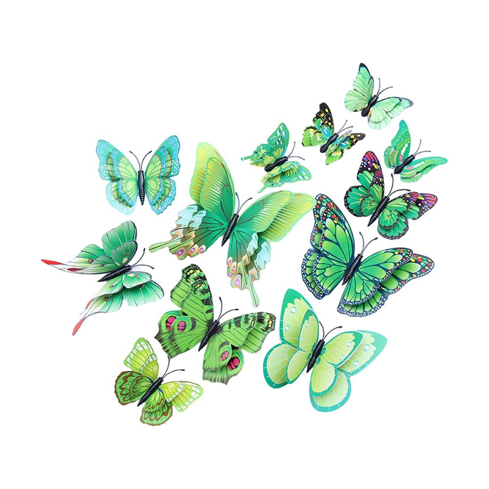 New 12pcs 3D Double Layer Butterflies Wall Stickers Living Room Decor Wedding Kids Room Decoration DIY Wall Art Magnet Stickers