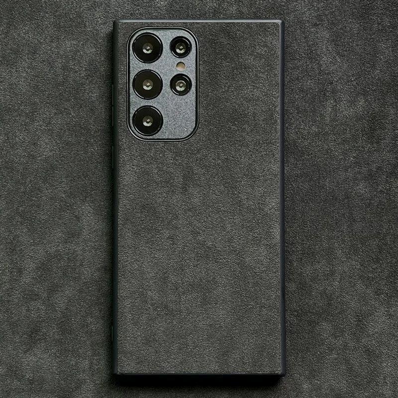 

Premium Alcantara Suede Case for Samsung Galaxy Note 20 Ultra Note10 S25 S24 S23 Plus S22 S21 S20 FE Silicone Bumper Back Cover S25Ultra темно-сірий