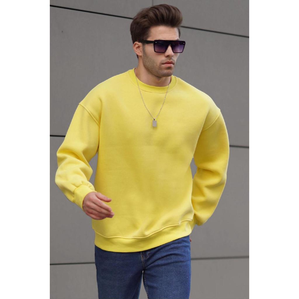 Smoked Rundhals Oversize Basic Herren Sweatshirt 6048