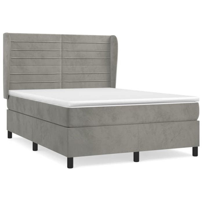 Maison Exclusive - Rete a doghe per letto e materasso Grigio chiaro 140x190cm Velluto