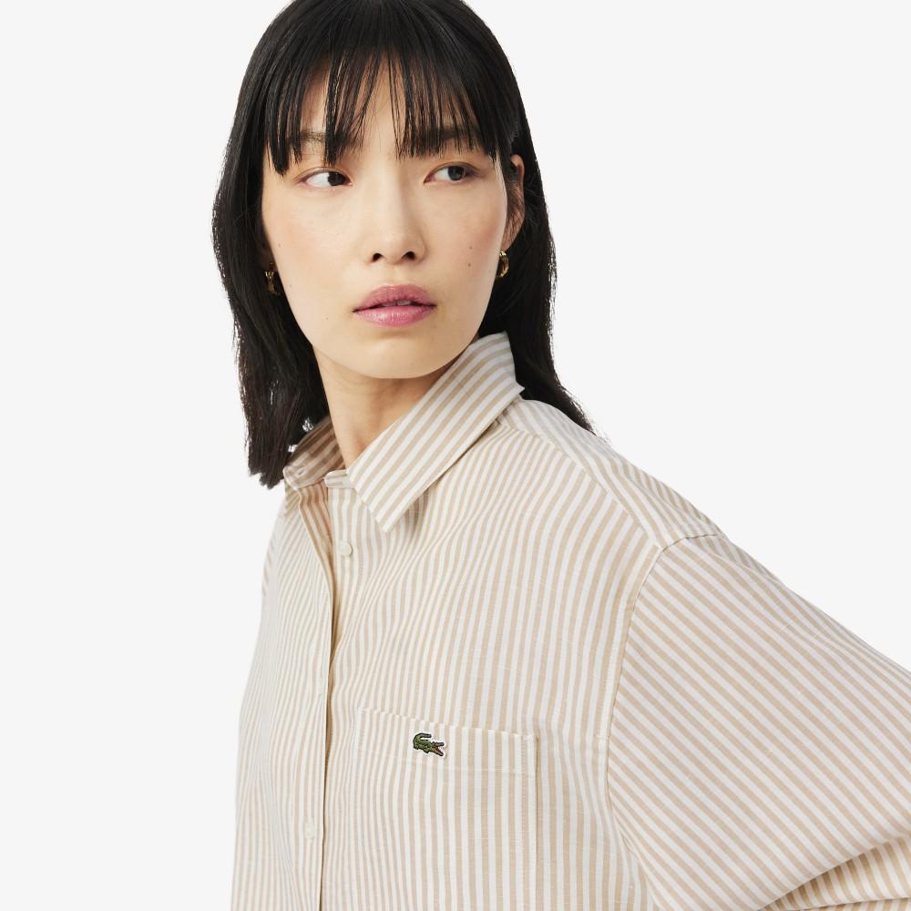 Lacoste Women's Linen Blended Stripe Shirt CF1429-56G8GI