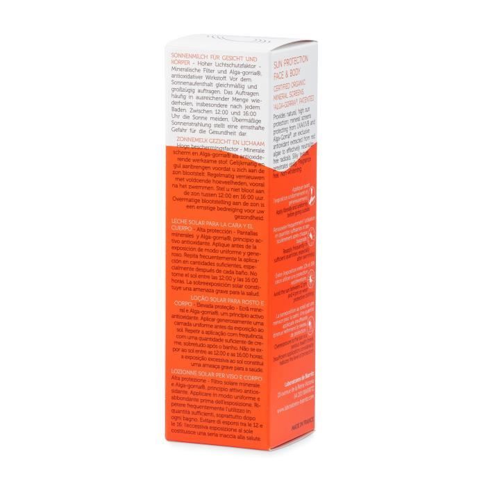 Lait Solaire Bio - LABORATOIRE DE BIARRITZ - SPF50 - 100ml - Protection UVA/UVB - Résistant à l'eau